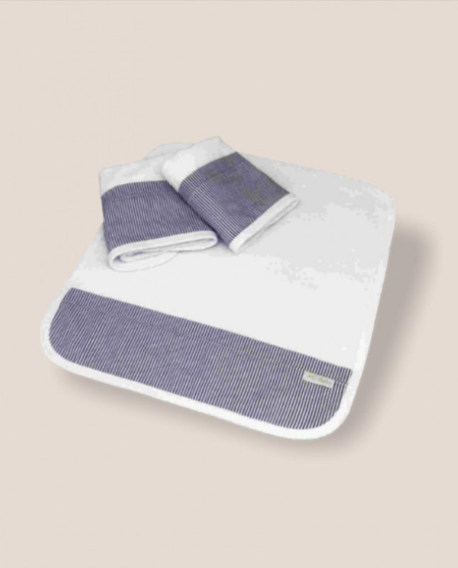Kit de 3 babitas toalla listras azul marino